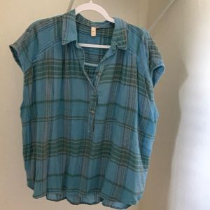 Pilcro by Anthropologie blue Plaid Button Down Shirt…M